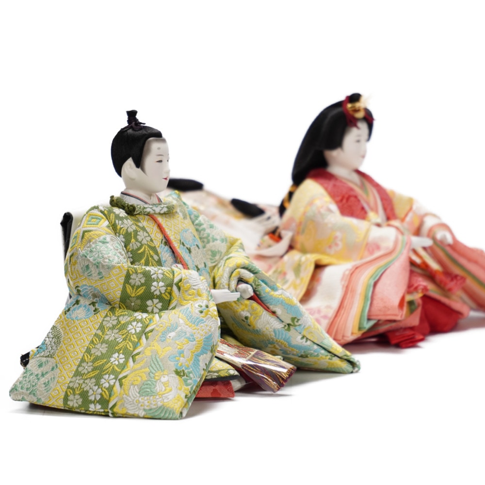 雛人形】京十番 平安 桃山花鳥縦縞文様 親王飾り〈小出松寿作