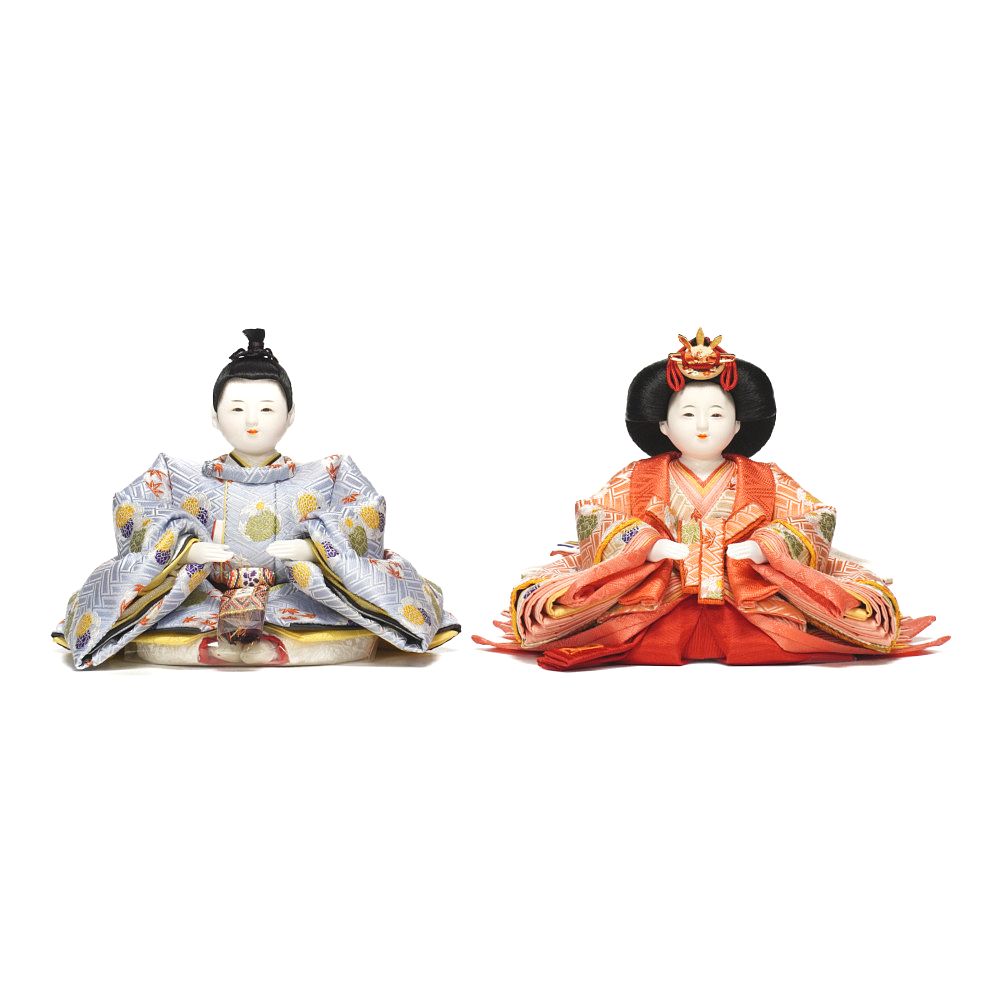 掘り出し物です。雛人形 小出松寿作 雛人形】京十一番 小葵地松喰鶴丸文様 親王揃い立雛飾り〈小出