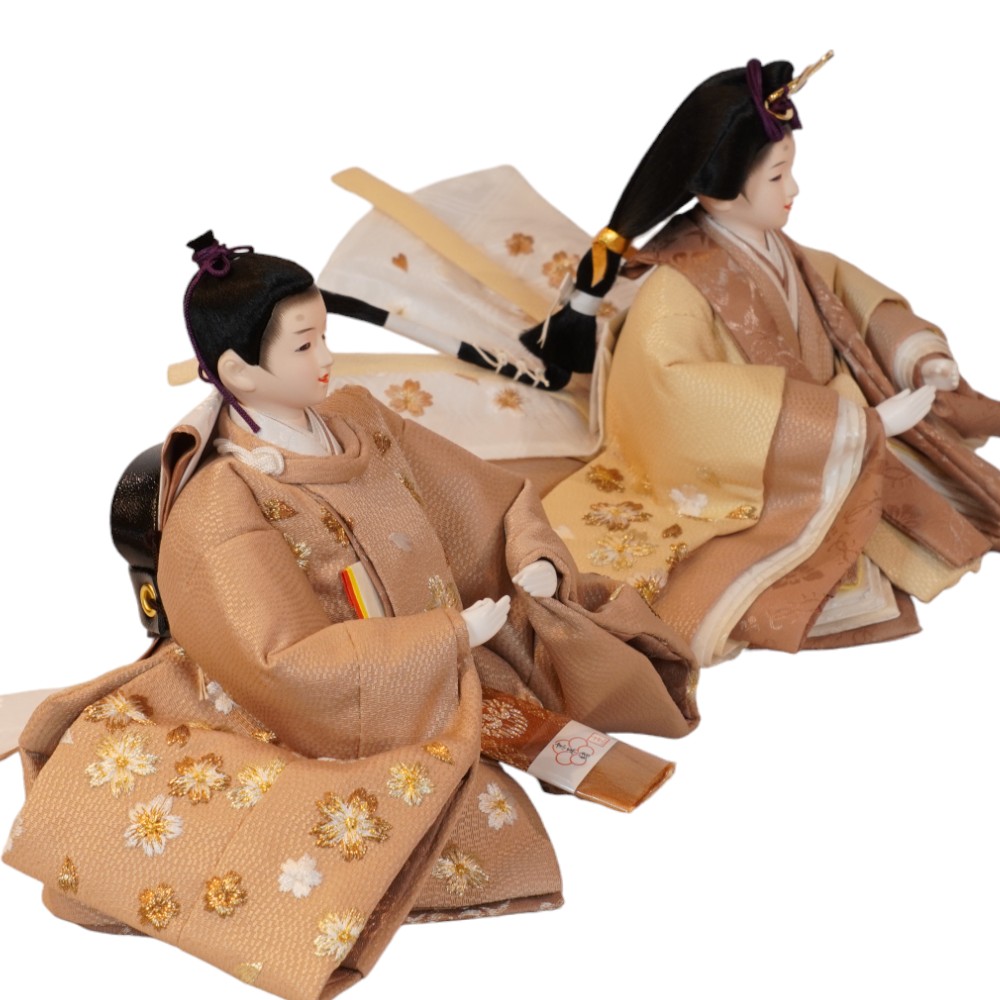 特典付き！ 雛人形 平安豊久作　小芥子 うた　創作雛 親王飾り 雛人形】芥子 刺繍(胡桃色/亜麻色) 金桜 親王飾り | 平安豊久作