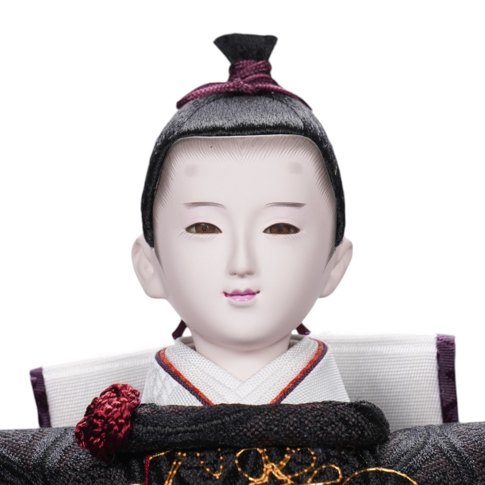 【雛人形】小三五 正絹 線梅刺繍(黒×赤) 親王飾り | 平安道翠作