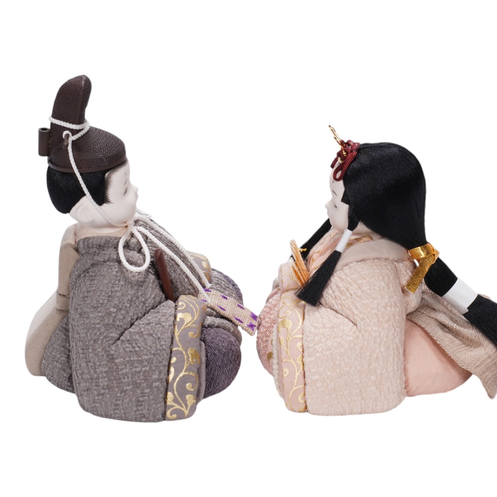 【木目込み雛人形】草木染(ログウッド×ビワ)  親王揃いアクリルケース飾り〈縫nui作〉[253-062]