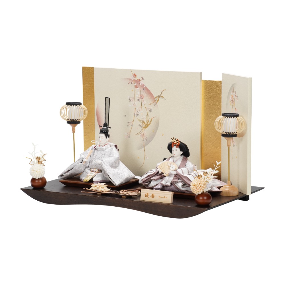 雛人形】京十三番 金襴 唐華文様(銀鼠) 親王飾り | 優香作 ｜雛人形