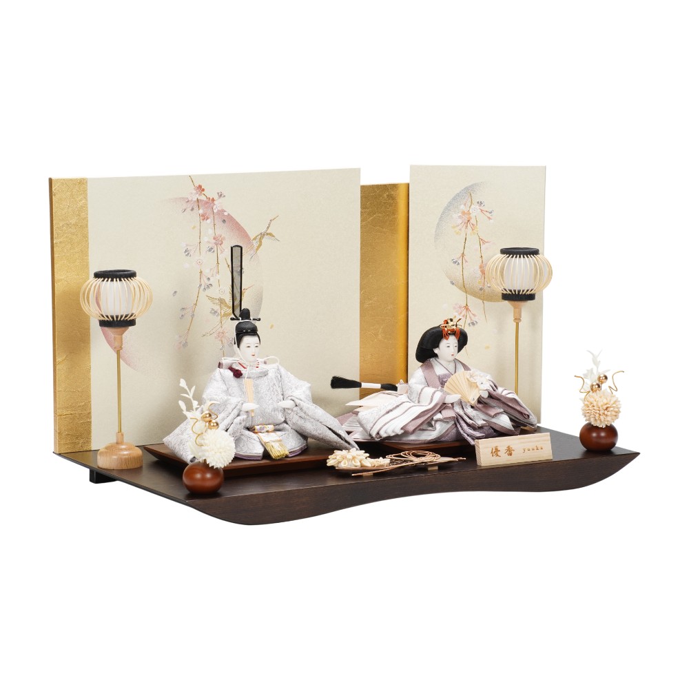 【雛人形】京十三番 金襴 唐華文様(銀鼠) 親王飾り | 優香作