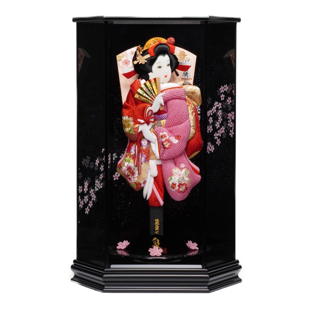 【羽子板】16号 刺繍道長牡丹(赤)×絞り桜(ピンク)〈匠一好作〉[232-067]