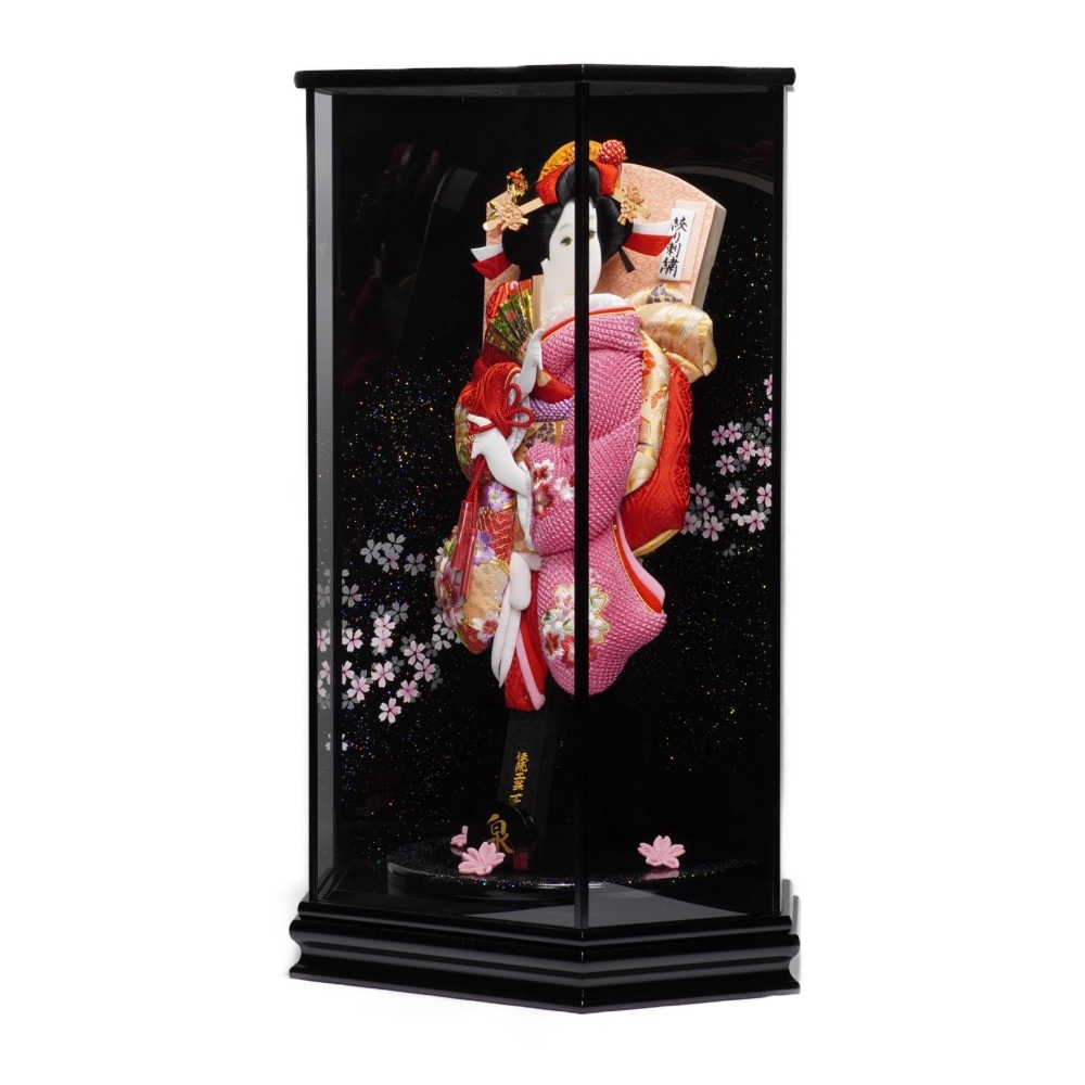 【羽子板】16号 刺繍道長牡丹(赤)×絞り桜(ピンク)〈匠一好作〉[232-067]