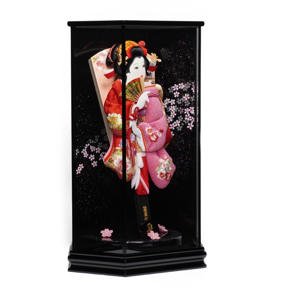 【羽子板】16号 刺繍道長牡丹(赤)×絞り桜(ピンク)〈匠一好作〉[232-067]