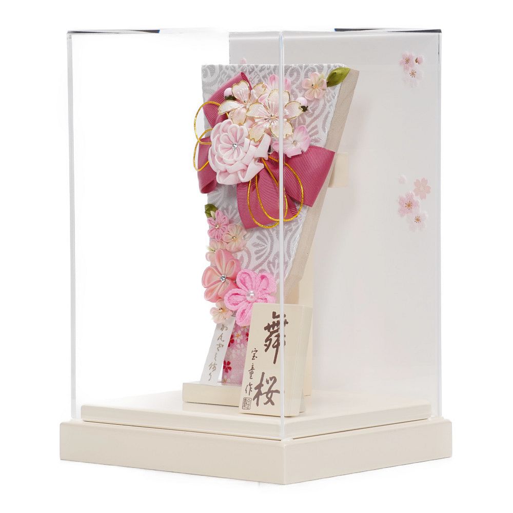 つまみ羽子板】7号 リボンかんざし(ピンク)〈宝童作〉[242-035