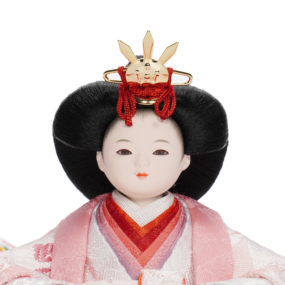 雛人形】まめ(大) 金襴花柄(緑・ピンク)×金襴花柄(薄緑・ピンク