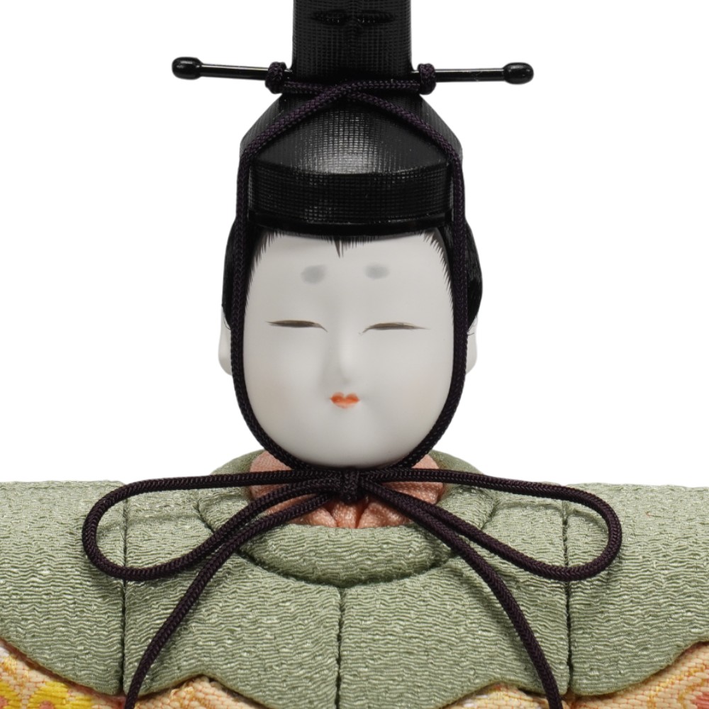 【木目込み雛人形】神雛(パステルグリーン・ピンク) 立雛 親王揃いガラスケース飾り | 木村一秀作