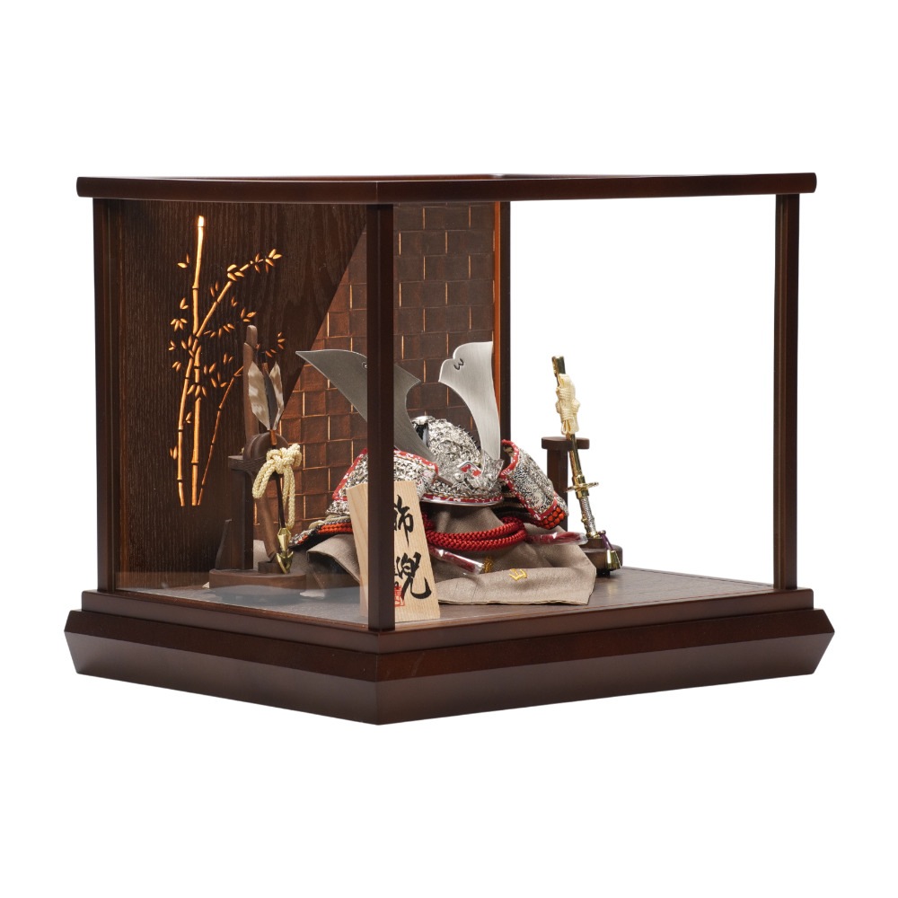 【五月人形】《限定品》五分之一 純白之竹雀 兜アクリルケース飾り | 雄山作