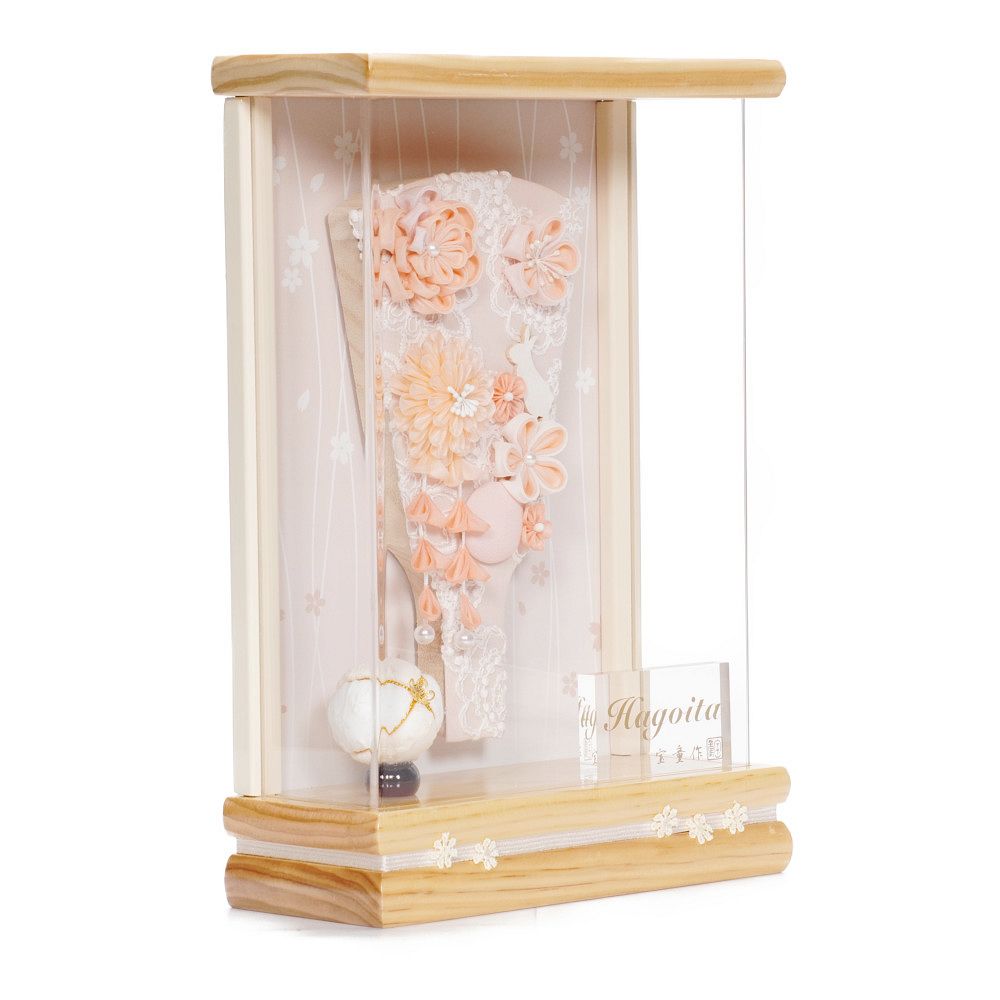 【つまみ羽子板】7号 うらら(オレンジ)〈宝童作〉[242-036]