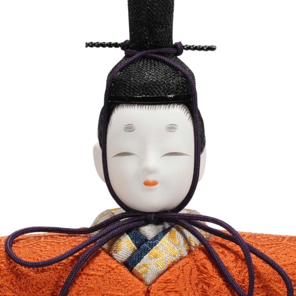 【木目込み雛人形】神雛 正絹(朱)  立雛 親王揃いガラスケース飾り | 木村一秀作