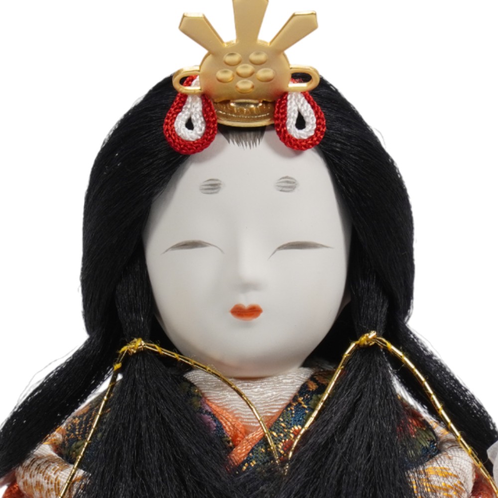 【木目込み雛人形】神雛 正絹(朱)  立雛 親王揃いガラスケース飾り | 木村一秀作
