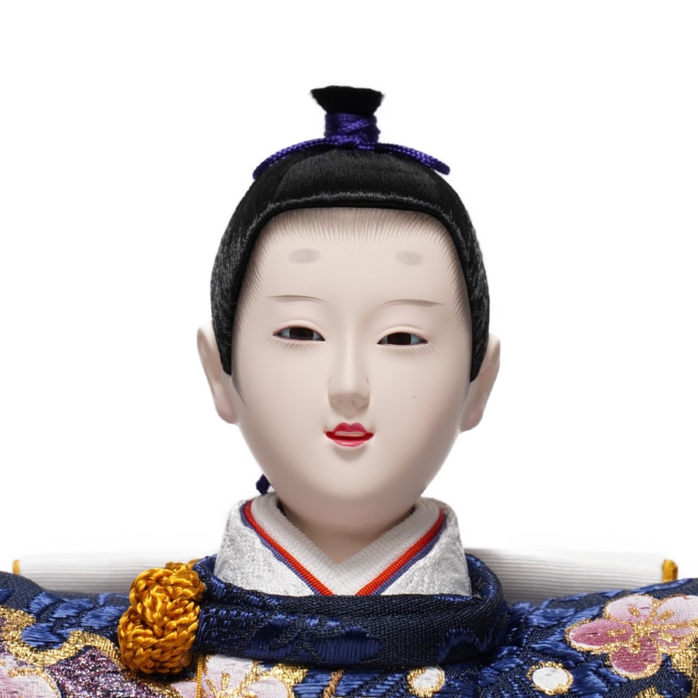 【雛人形】十番 梅刺繍(紺・赤) 五人揃い三段飾り | 平安豊久作
