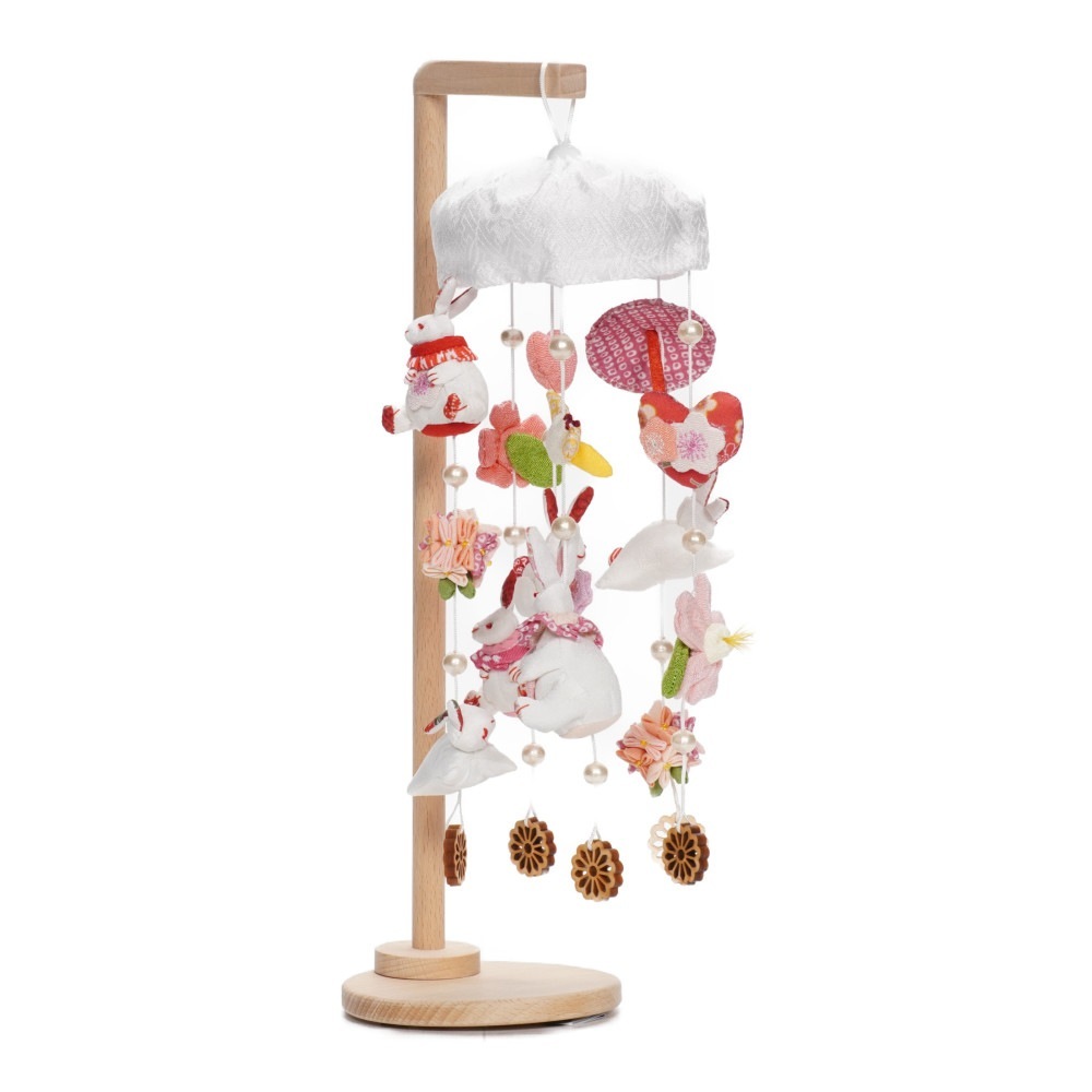 【つるし飾り】ミニうさぎっ子 (白) 3-A26SR〈女の子〉[243T-102]