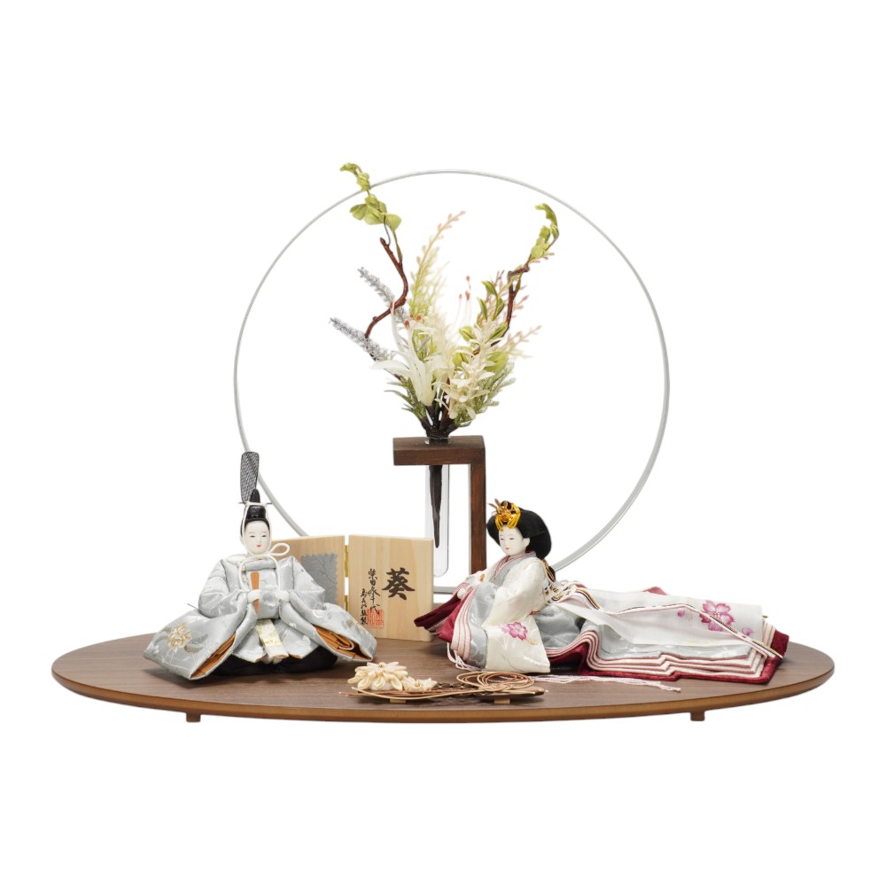 【雛人形】「葵平安」手描き薔薇(薄雲鼠) 親王飾り | 柴田家千代作
