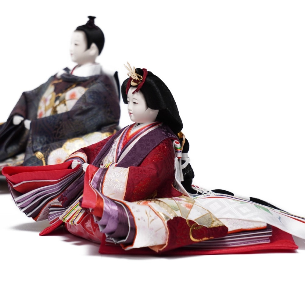 【雛人形】三五 研ぎ出し曙塗 五人揃い三段収納飾り | 雛聖作