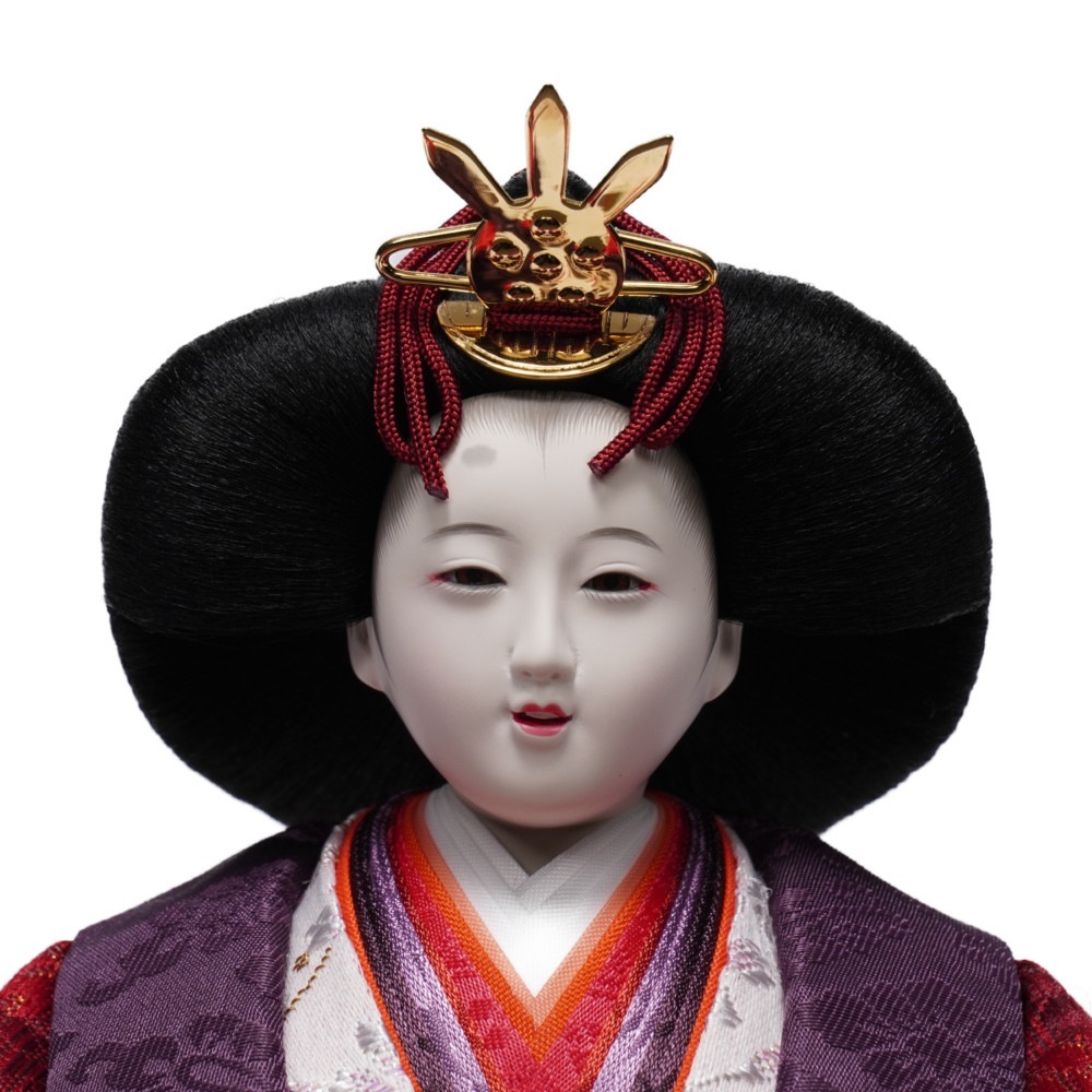 三五 研ぎ出し曙塗 五人揃い三段収納飾り〈雛聖作〉[233-003]