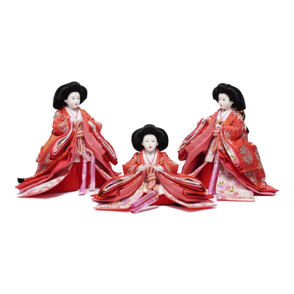 雛人形】三五 研ぎ出し曙塗 五人揃い三段収納飾り | 雛聖作 ｜雛人形