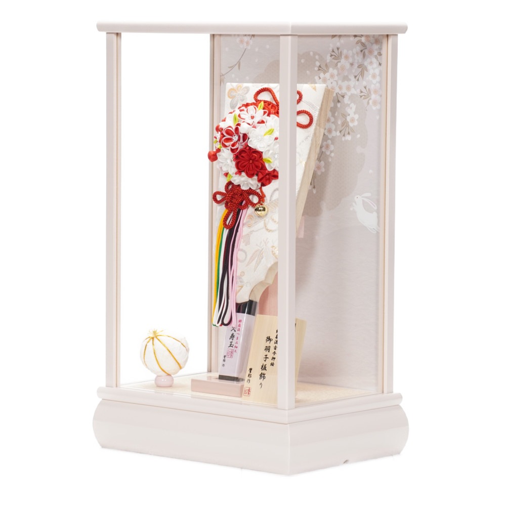 【羽子板】10号 創作羽子板 久寿玉 梅苑(紅白)〈摩耶作〉[242-039]