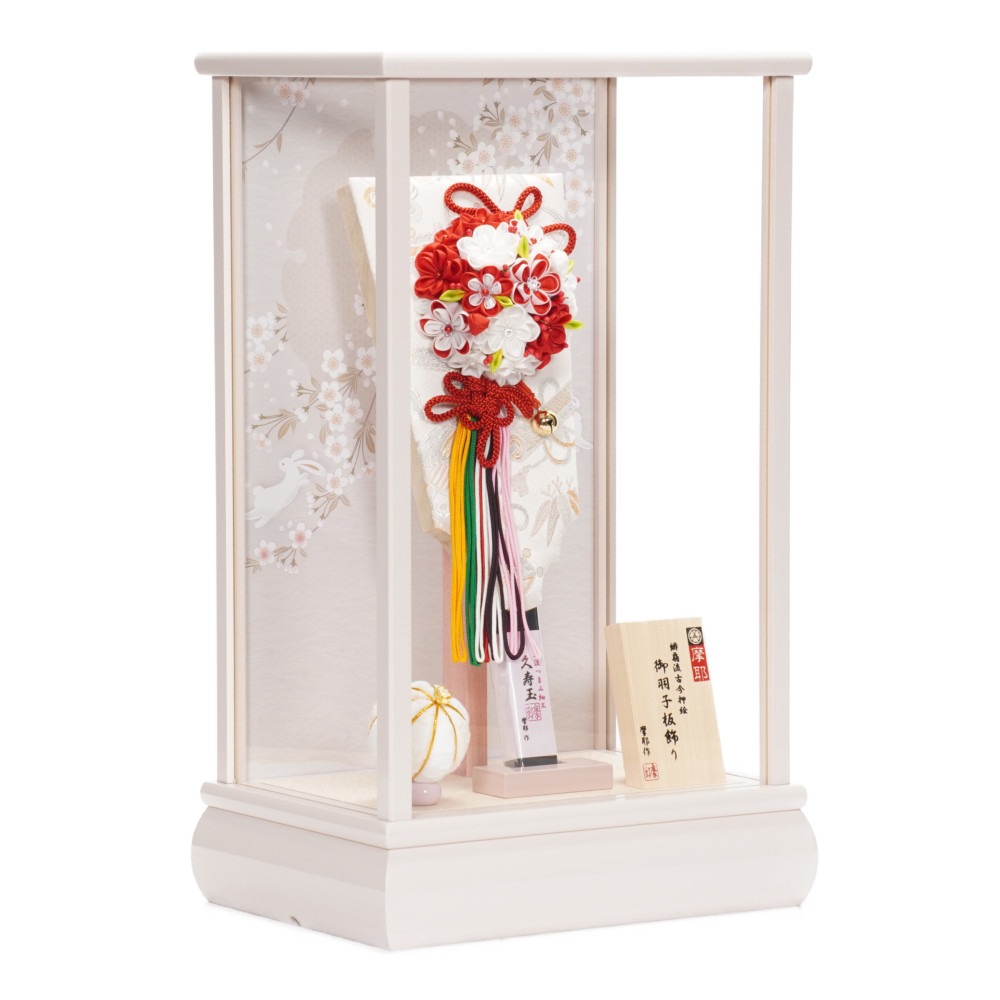 【羽子板】10号 創作羽子板 久寿玉 梅苑(紅白)〈摩耶作〉[242-039]