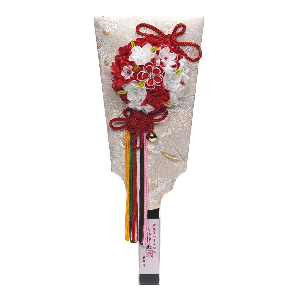 【羽子板】10号 創作羽子板 久寿玉 梅苑(紅白)〈摩耶作〉[242-039]
