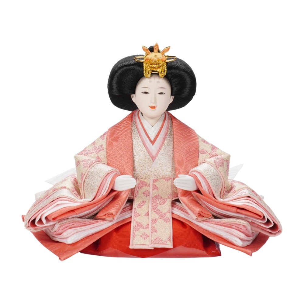 【雛人形】京十四番金襴 花菱(緑・ピンク) 親王揃い収納飾り | 恵翠作