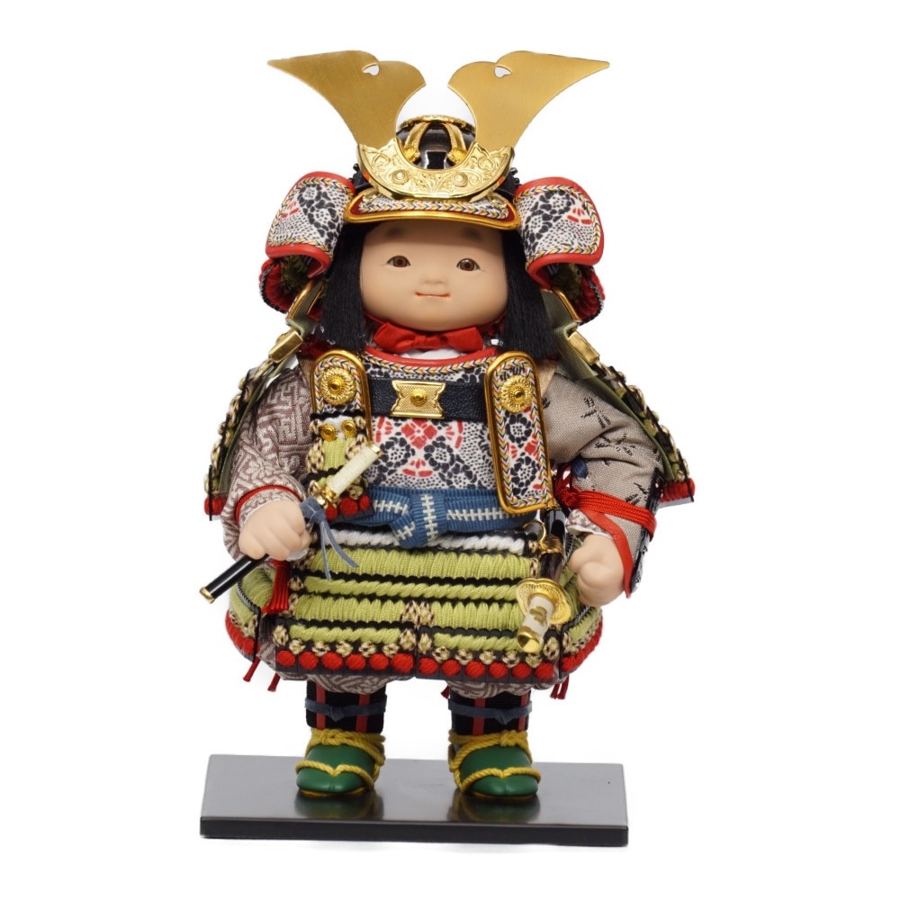 五月人形】「晴」萌葱糸威肩白 大将収納飾り〈幸一光作〉[215-129