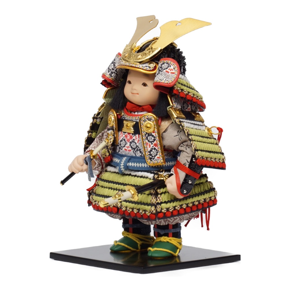 五月人形】「晴」萌葱糸威肩白 大将収納飾り〈幸一光作〉[215-129