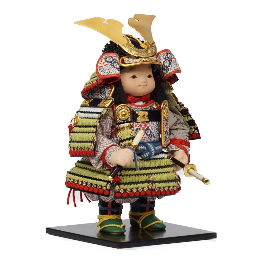 五月人形】「晴」萌葱糸威肩白 大将収納飾り〈幸一光作〉[215-129