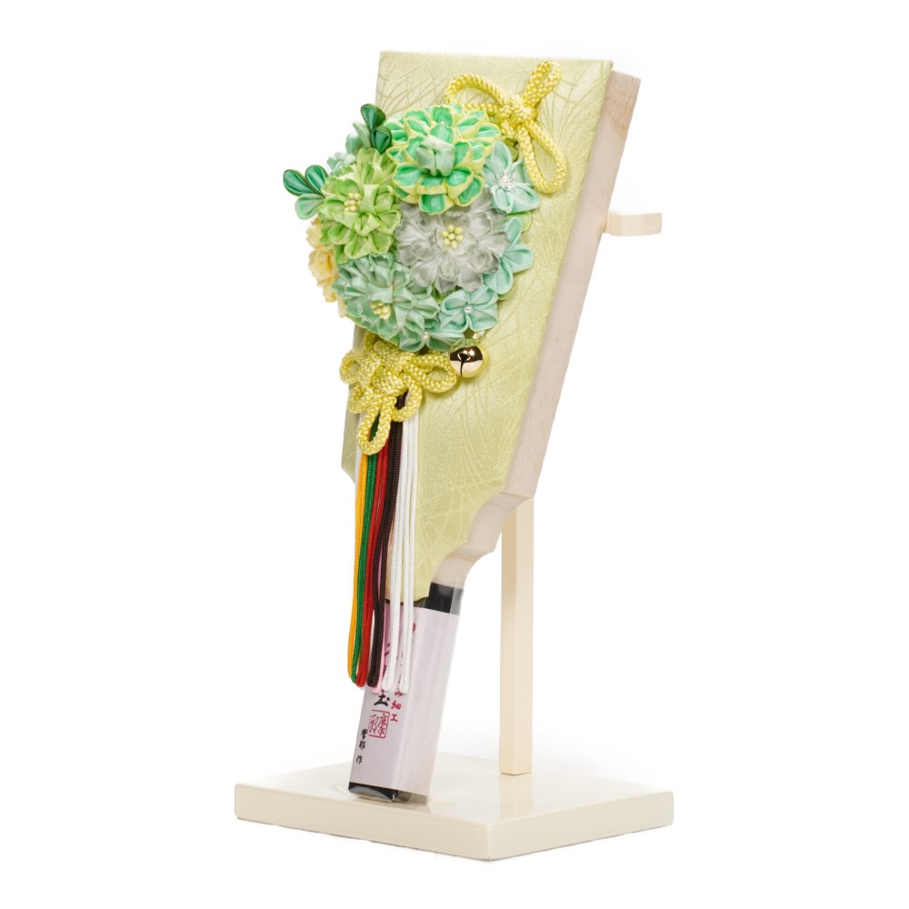 【羽子板】8号 創作羽子板 久寿玉 古代萌黄(グリーン)〈摩耶作〉[242-041]