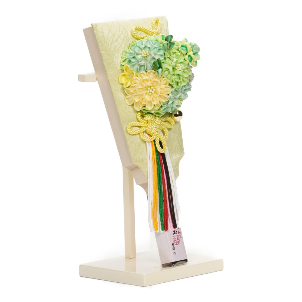 【羽子板】8号 創作羽子板 久寿玉 古代萌黄(グリーン)〈摩耶作〉[242-041]