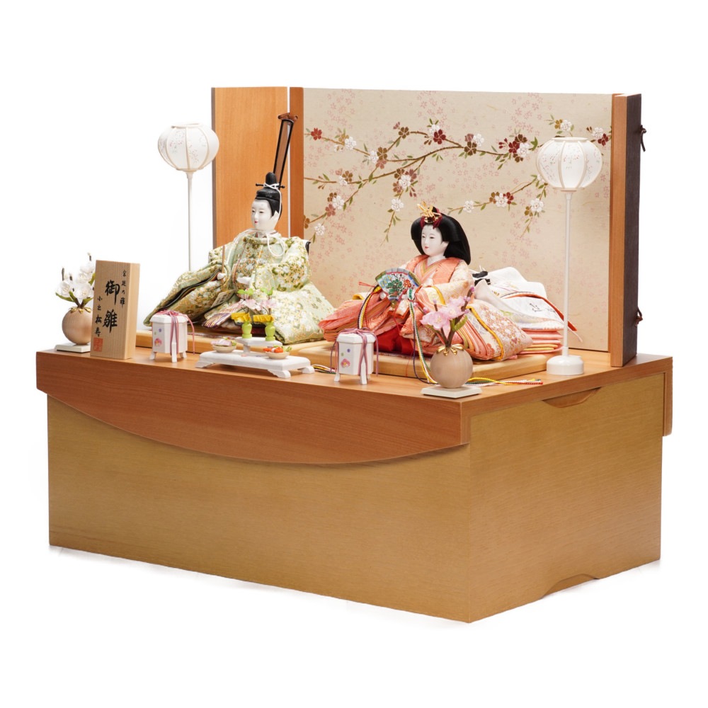 【雛人形】京十一番 平安 蜀江に唐花文様 親王揃い収納飾り | 小出松寿作