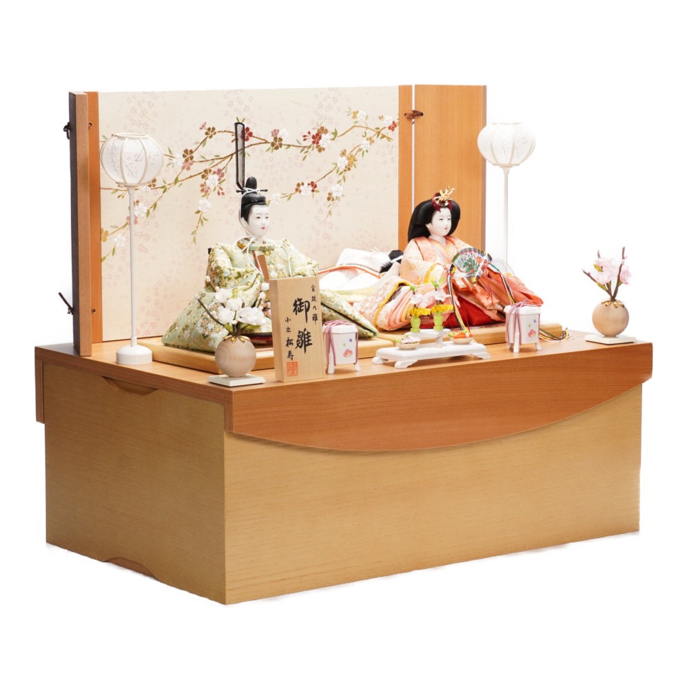 【雛人形】京十一番 平安 蜀江に唐花文様 親王揃い収納飾り | 小出松寿作