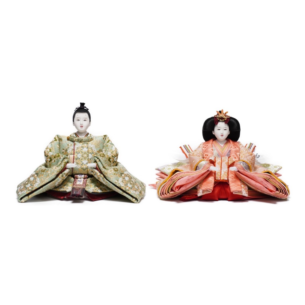 【雛人形】京十一番 平安 蜀江に唐花文様 親王揃い収納飾り | 小出松寿作