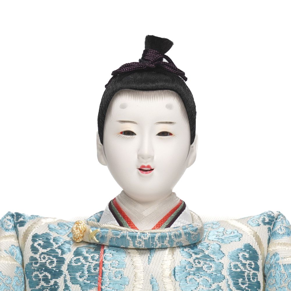 【雛人形】京十一番 高雄 雲立涌文様(浅葱) 親王揃い収納飾り | 小出松寿作