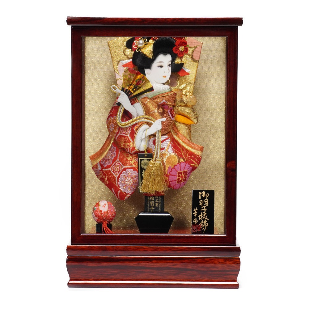 【羽子板】9号 振袖 金襴姫(赤)〈宝童作〉[222-004]