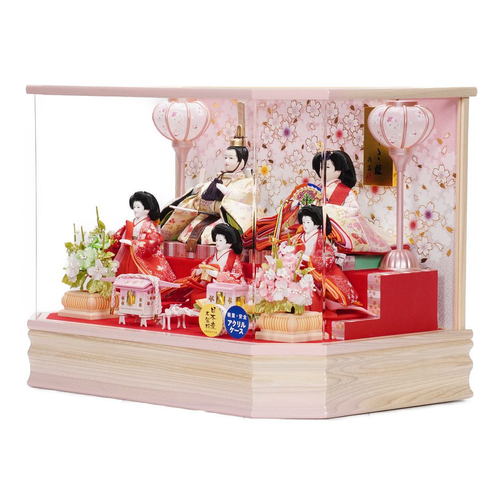 雛人形】小三五 結芽 五人揃いアクリルケース飾り〈藤翁作〉[243