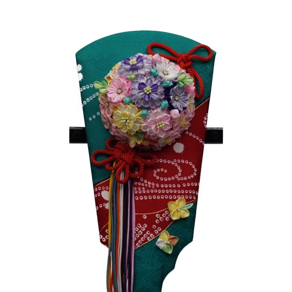 【羽子板】13号 創作羽子板 久寿玉(グリーン)〈摩耶作〉[212-088]