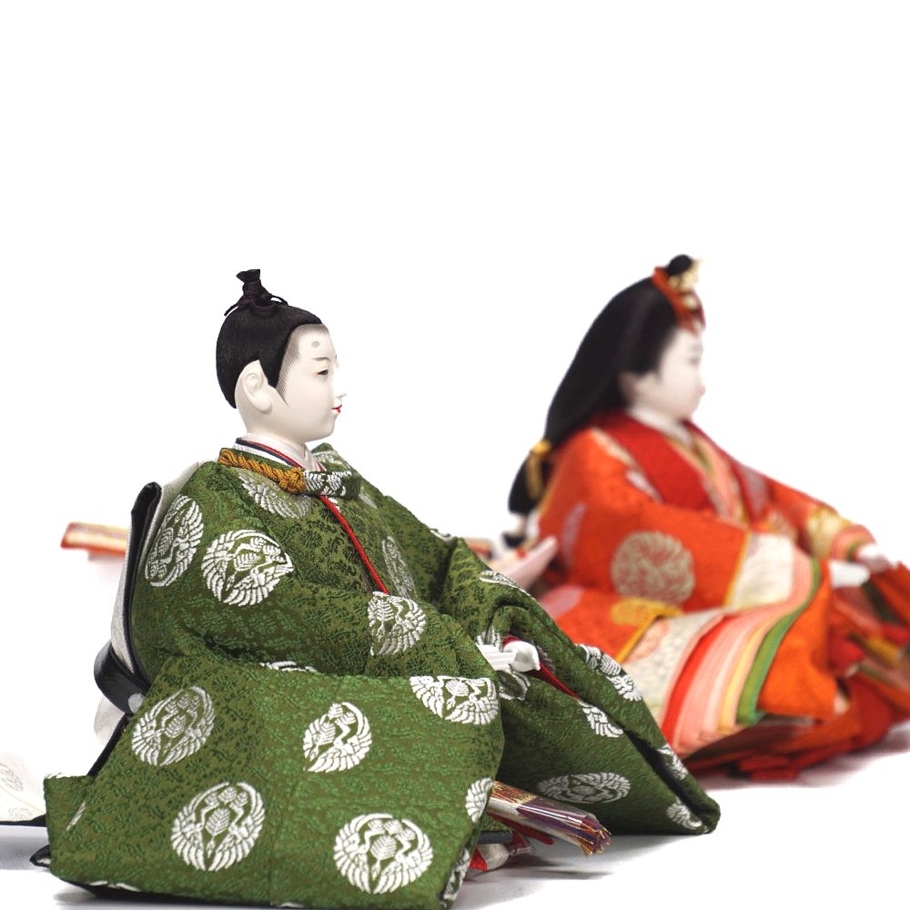 【雛人形】京十番 平安 小葵地松喰鶴丸文様 五人揃い二段飾り | 小出松寿作