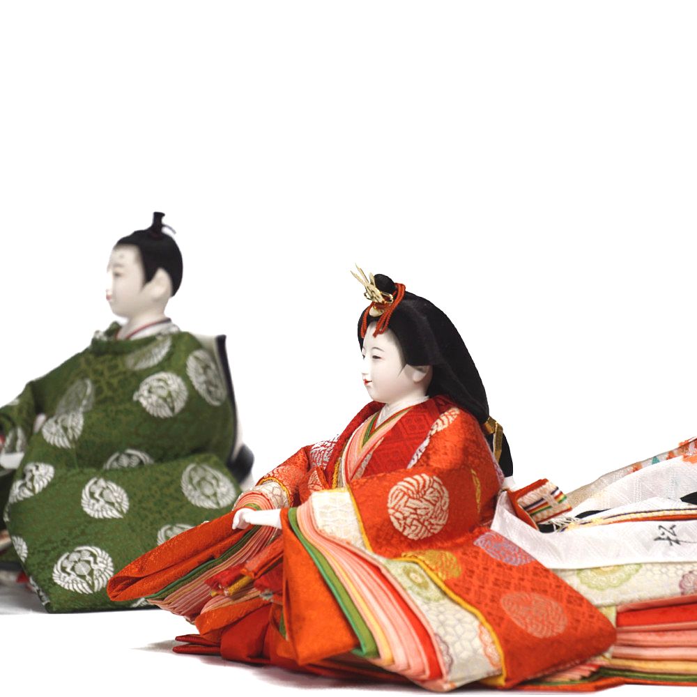 【雛人形】京十番 平安 小葵地松喰鶴丸文様 五人揃い二段飾り | 小出松寿作