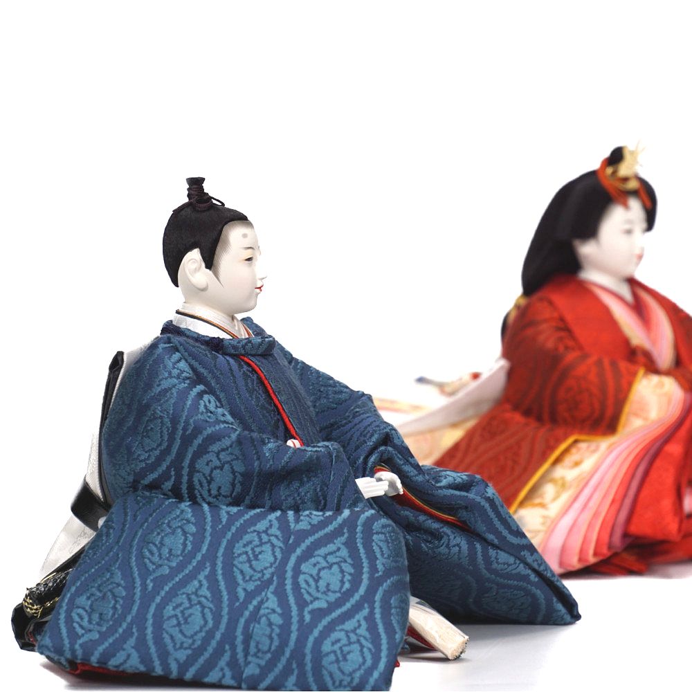 【雛人形】京十番 高雄 雲立涌文様 泥染め 五人揃い二段飾り | 小出松寿作