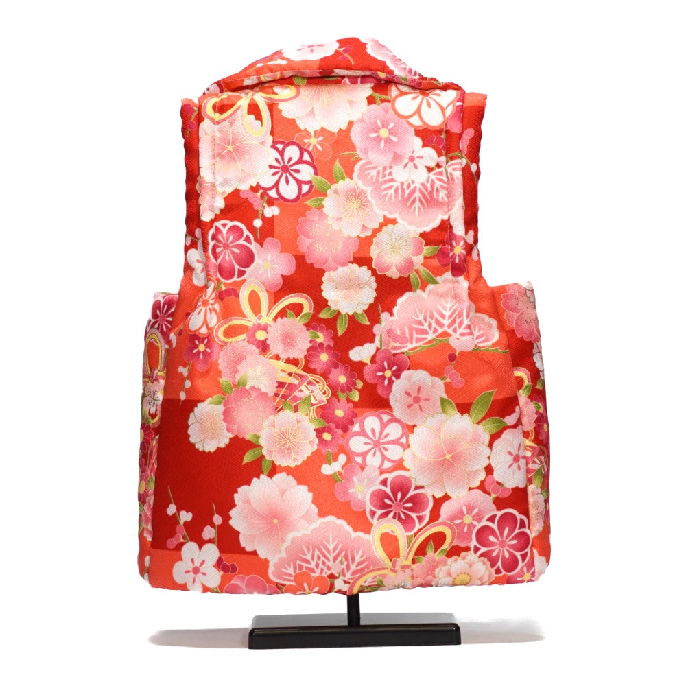 【被布】友禅 花柄(赤×ピンク)〈女の子〉