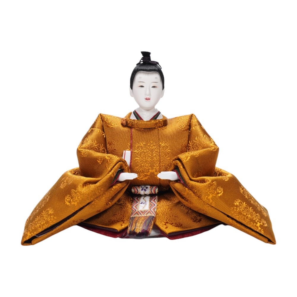 雛人形】京十一番 黄櫨染 桐竹鳳凰文様 令和即位の礼(正絹) 親王飾り