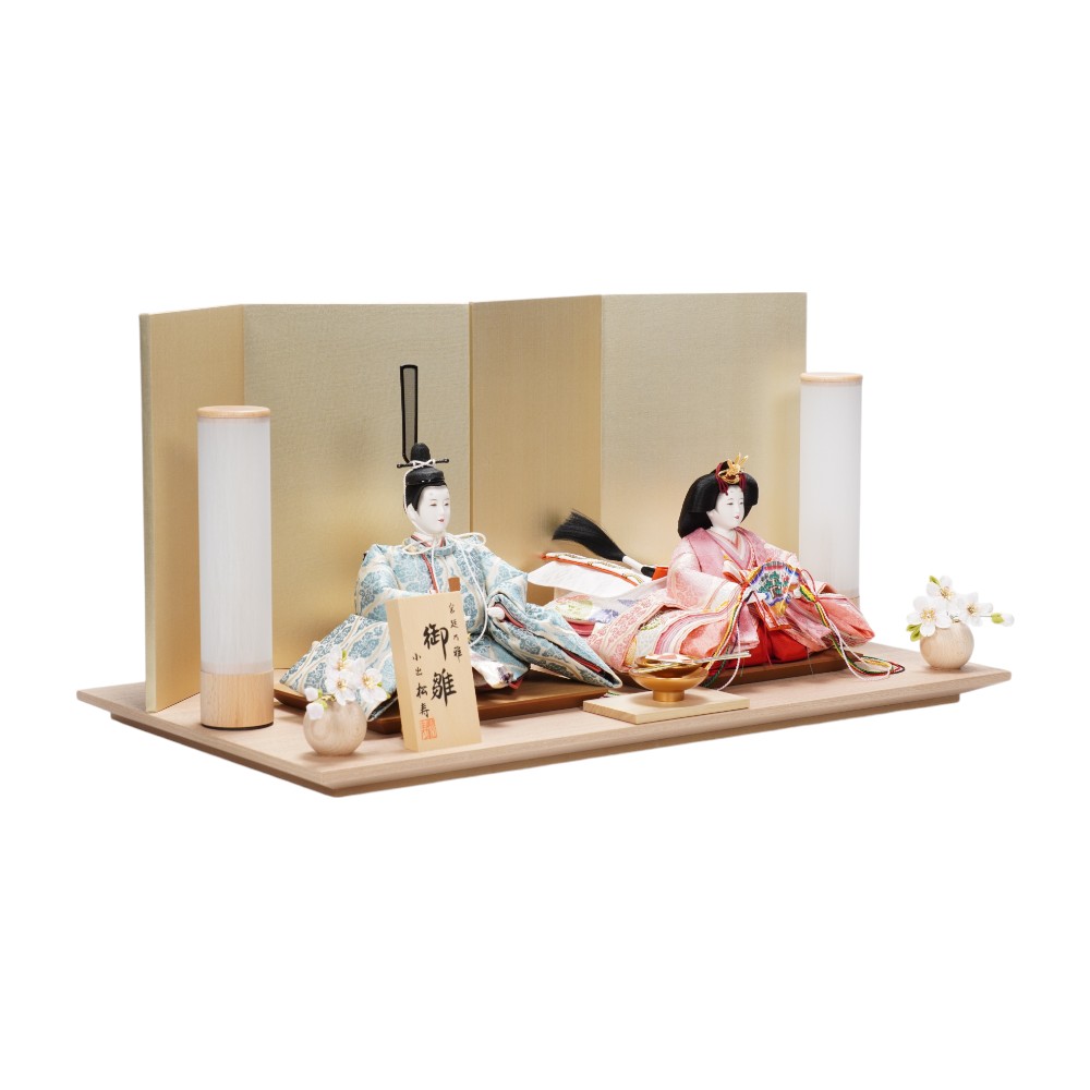 【雛人形】京十一番 高雄 雲立涌文様(浅葱) 親王飾り | 小出松寿作