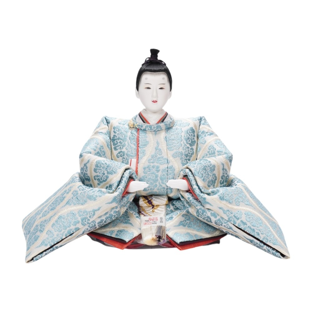 【雛人形】京十一番 高雄 雲立涌文様(浅葱) 親王飾り | 小出松寿作