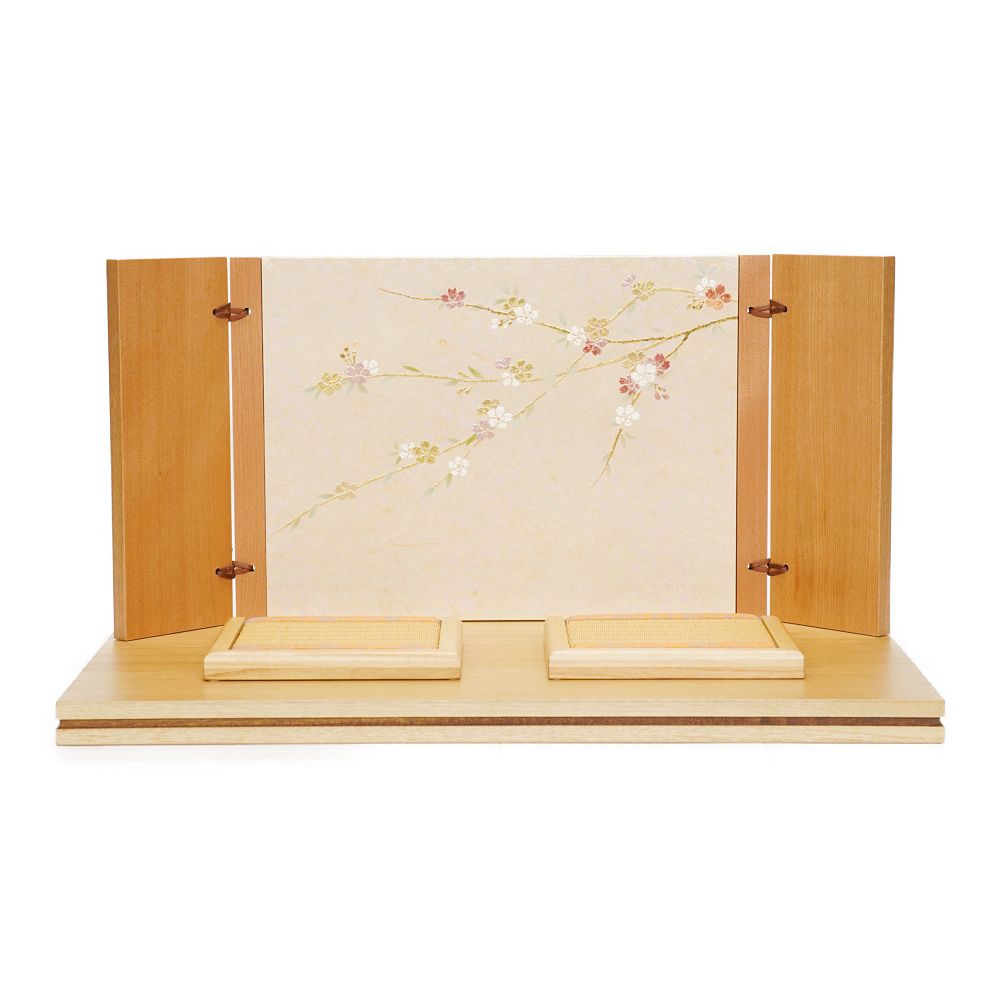 【雛人形】「葵」 桜ちらし刺繍(白・ピンク) 親王飾り〈柴田家千代作〉[253-092]