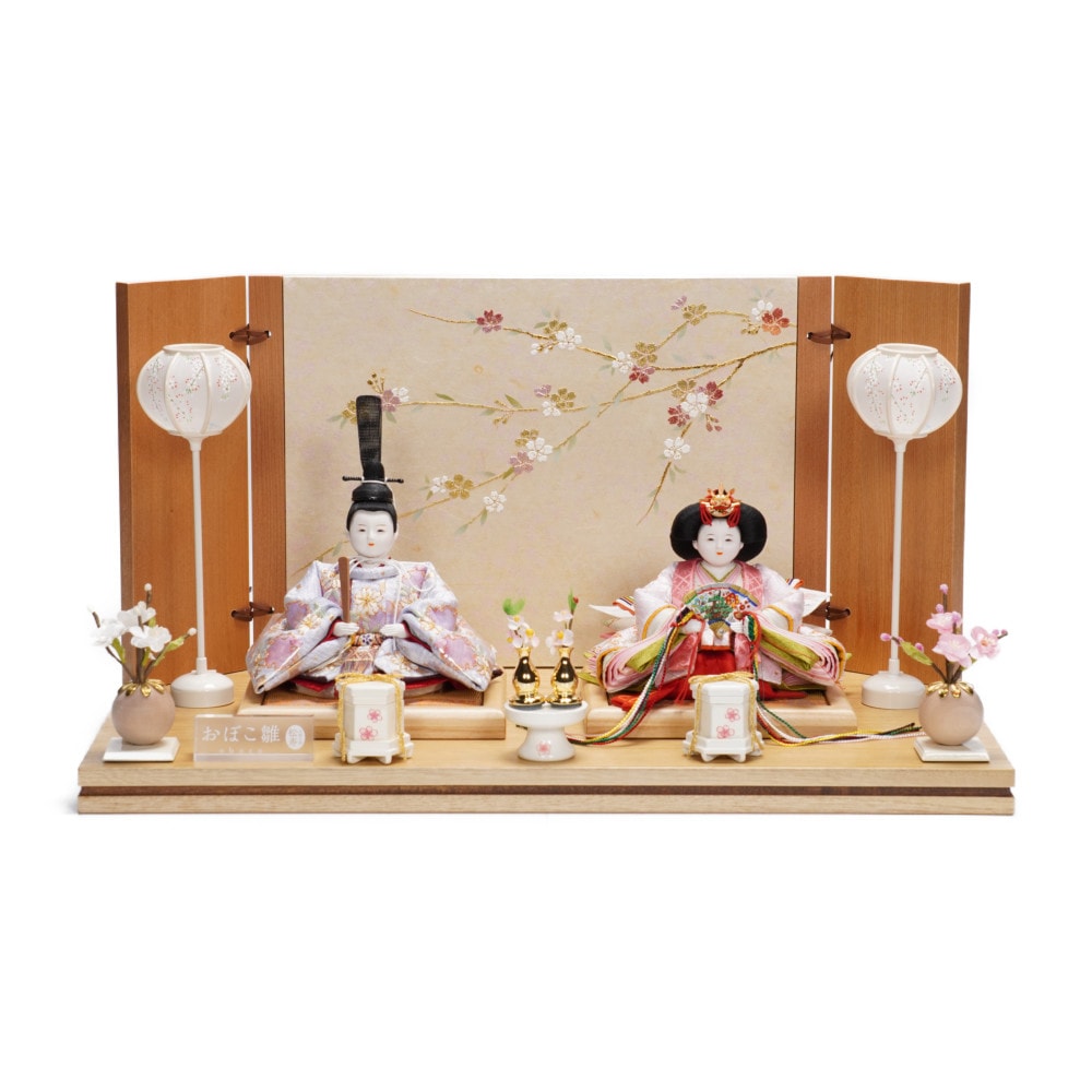 雛人形】三寸 おぼこ雛 京刺繍 雪輪に桜文様 親王揃い収納飾り | 小出