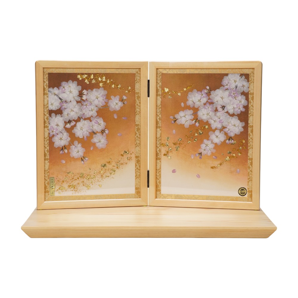 【雛人形】小三五 刺繍桜(ベージュ) 親王飾り | 横山一彦作