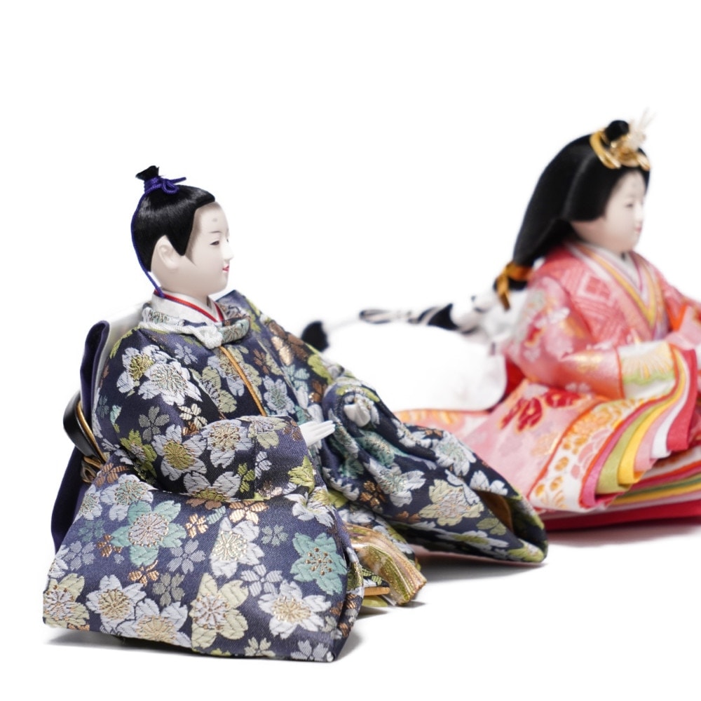 雛人形】京十一番 金襴(青磁・ピンク) 桜柄 親王飾り | 恵翠作